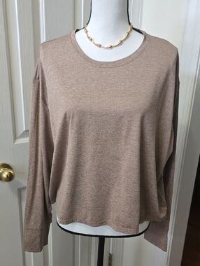 XERSION BRAND WOMEN'S PLUS SIZE LIGHT BROWN HEATHER LONG SLEEVES TEE-SHIRT SIZE